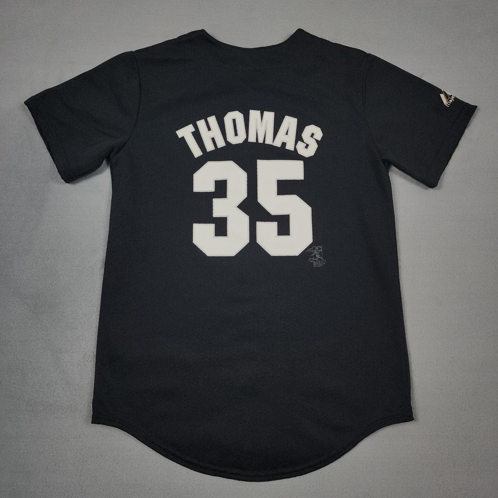 Vintage Majestic Chicago White Sox Frank Thomas 35 Jersey Youth L Black MLB - Picture 6 of 13